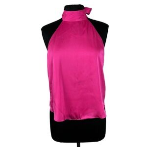 Favorite Daughter Take A Bow Halter Blouse Pink Peacock Sz M Valentines Day